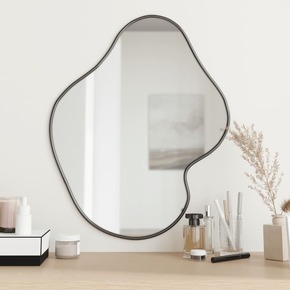 VidaXL Stensko ogledalo črno 60x50 cm