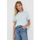 Bombažna kratka majica Calvin Klein Jeans ženski - modra. Kratka majica iz kolekcije Calvin Klein Jeans, izdelana iz enobarvne pletenine. Model iz izjemno udobne bombažne tkanine.