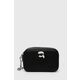 Usnjena torbica Karl Lagerfeld črna barva - črna. Majhna torbica iz kolekcije Karl Lagerfeld. Model na zapenjanje, izdelan iz govejega usnja, ki je izjemno trpežno in prožno. Trden material, ki ohranja obliko.