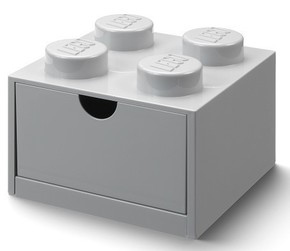 LEGO namizna škatla 4 s predalom siva 158 x 158 x 113 mm