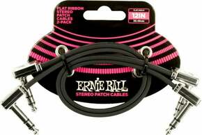 Ernie Ball Flat Ribbon Stereo Patch Cable Črna 30 cm Kotni - Kotni