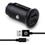 Champion Avtopolnilec 24W + USB-A na Lightning Cable črn