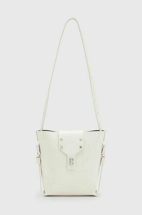 Usnjena torbica AllSaints MIRO bela barva - bela. Majhna torbica iz kolekcije AllSaints. Model na zapenjanje