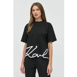 Bombažna kratka majica Karl Lagerfeld črna barva - črna. Kratka majica iz kolekcije Karl Lagerfeld. Model izdelan iz bombažnega materiala.