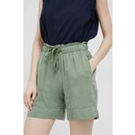 Kratke hlače Deha ženski, zelena barva - zelena. Kratke hlače iz kolekcije Deha. Model izdelan iz enobarvnega materiala. Zračen, tanek material.