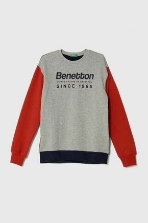 Otroški bombažen pulover United Colors of Benetton siva barva - siva. Otroški pulover iz kolekcije United Colors of Benetton