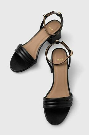 Usnjeni sandali BOSS Melanie črna barva