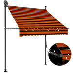 shumee Ročno zložljiva tenda z LED lučmi 150 cm oranžna in rjava