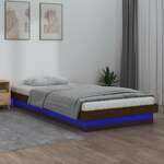 vidaXL LED posteljni okvir medeno rjav 100x200 cm trden les