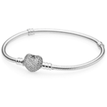 Pandora Srebrna zapestnica z bleščečim srcem 590727CZ (Dolžina 19 cm) srebro 925/1000