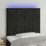 shumee LED posteljno vzglavje črno 100x5x118/128 cm žamet