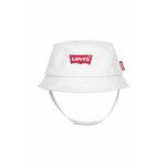 Otroški bombažni klobuk Levi's LAN LEVIS BATWING BUCKET CAP bež barva - bež. Otroški klobuk iz kolekcije Levi's. Model z ozkim robom, izdelan iz enobarvnega materiala. Bombažen, udoben material.