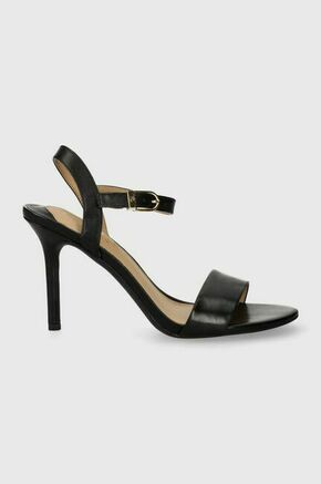 Usnjeni sandali Lauren Ralph Lauren Gwen črna barva