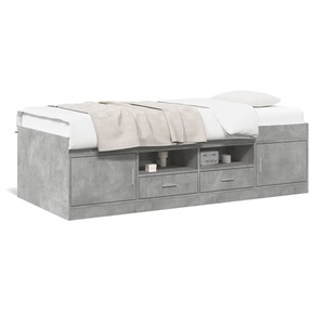 VidaXL Dnevna postelja s predali betonsko siva 100x200 cm inž. les