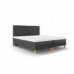 Temno siva zakonska postelja Mazzini Beds Lotus, 160 x 200 cm