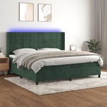 Box spring postelja z vzmetnico LED tem. zelena 200x200cm žamet - vidaXL - Zelena - 96,13 - 200 x 200 cm - vidaXL