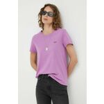 Bombažna kratka majica Levi's vijolična barva - vijolična. Kratka majica iz kolekcije Levi's, izdelana iz tanke, elastične pletenine. Model iz izjemno udobne bombažne tkanine, ki je zračna.