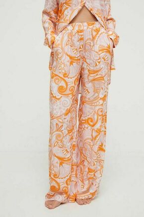 Hlače za na plažo Karl Lagerfeld oranžna barva - oranžna. Hlače za na plažo iz kolekcije Melissa Odabash. Model izdelan iz mehke in zračne viskoze. Visokokakovosten