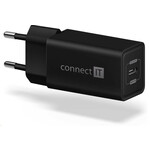 CONNECT IT Fast PD Charge Polnilni adapter 1×USB-C, 18W PD, črn