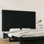 vidaXL Stensko posteljno vzglavje črno 159,5x3x90 cm trdna borovina