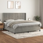 Box spring postelja z vzmetnico svetlo siva 200x200 cm žamet - vidaXL - Siva - 95,79 - 200 x 200 cm - vidaXL