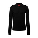 Volnen pulover HUGO moški, črna barva - črna. Pulover iz kolekcije HUGO. Model izdelan iz enobarvne pletenine. Deviška volna je lažja od klasične volne. Odlikujejo jo izjemna mehkoba, finost in trpežnost.