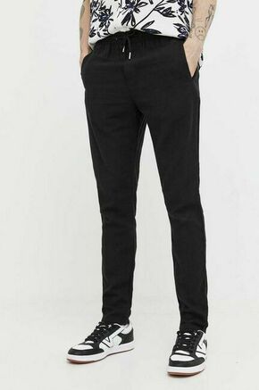 Lanene hlače Solid črna barva - črna. Lahkotne hlače iz kolekcije Solid. Model izdelan iz enobarvne tkanine. Zračen