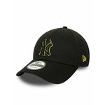 Bombažna bejzbolska kapa New Era črna barva, NEW YORK YANKEES - črna. Kapa s šiltom vrste baseball iz kolekcije New Era. Model izdelan iz materiala z nalepko.