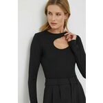 Majica z dolgimi rokavi Sisley ženski, črna barva - črna. Majica z dolgimi rokavi iz kolekcije Sisley, izdelana iz enobarvne pletenine. Model iz izjemno udobne tkanine z visoko vsebnostjo viskoze.