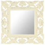 shumee Ogledalo v ročno izrezljanem belem okvirju 50x50 cm Mango