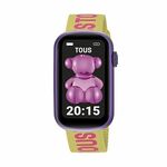 Smartwatch Tous ženski, vijolična barva - vijolična. Pametna ura iz kolekcije Tous. Model s pravokotno številčnico in tekstilnim pasom.