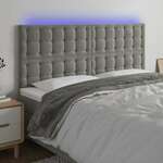 Greatstore LED posteljno vzglavje svetlo sivo 180x5x118/128 cm žamet
