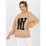 FANCY Ženski pulover s kapuco in potiskom plus size IVA bež FA-BL-7950.64_388271 Univerzalni