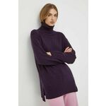 Pulover s primesjo volne Trussardi ženski, vijolična barva - vijolična. Pulover iz kolekcije Trussardi. Model izdelan iz enobarvne pletenine. Visokokakovosten izdelek, izdelan v Italiji.
