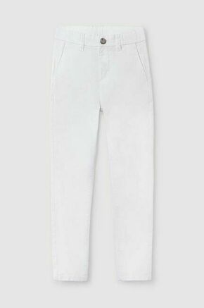 Otroške hlače Mayoral bela barva - bela. Otroški hlače iz kolekcije Mayoral. Model izdelan iz enobarvne tkanine. Model iz izjemno udobne tkanine z visoko vsebnostjo bombaža.