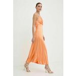 Obleka Marella oranžna barva, 2413221502200 - oranžna. Elegantna obleka iz kolekcije Marella. Model izdelan iz enobarvne tkanine. Model iz mehke in zračne tkanine je idealen za toplejše letne čase.
