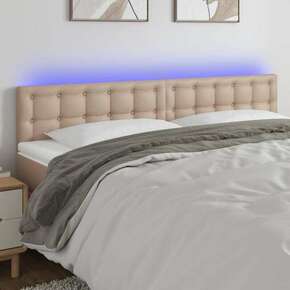 VidaXL LED posteljno vzglavje kapučino 200x5x78/88 cm umetno usnje