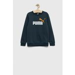 Otroški pulover Puma ESS+ 2 Col Big Logo Crew FL B - modra. Otroški pulover iz kolekcije Puma. Model izdelan iz pletenine s potiskom. Model z mehko notranjo oblogo.