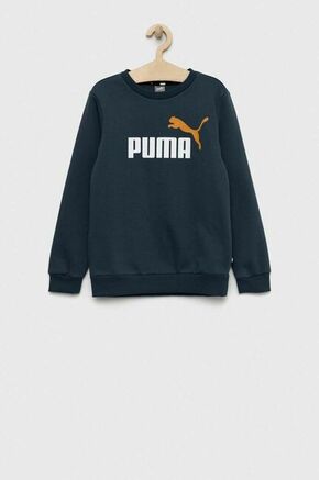 Otroški pulover Puma ESS+ 2 Col Big Logo Crew FL B - modra. Otroški pulover iz kolekcije Puma. Model izdelan iz pletenine s potiskom. Model z mehko notranjo oblogo.