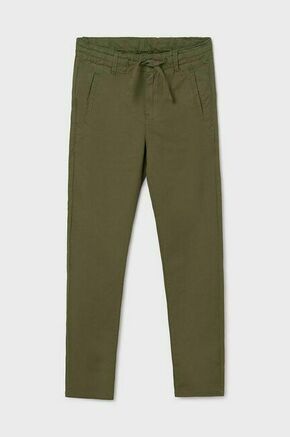 Otroške hlače s primesjo lanu Mayoral zelena barva - zelena. Otroški hlače iz kolekcije Mayoral. Model izdelan iz enobarvne tkanine. Model iz izjemno udobne tkanine z visoko vsebnostjo bombaža.