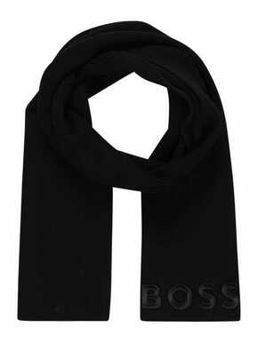 Volnen šal BOSS Lyaran črna barva - črna. Šal iz kolekcije BOSS. Model izdelan iz volnene pletenine.