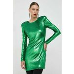 Obleka Bardot zelena barva - zelena. Elegantna obleka iz kolekcije Bardot. Model izdelan iz tkanine z bleščicami. Izrazit model za posebne priložnosti.