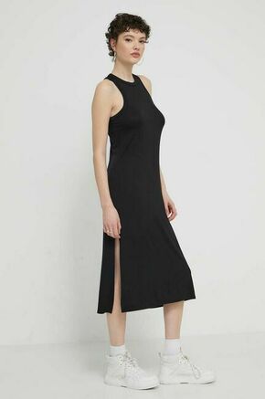 Obleka Volcom črna barva - črna. Casual obleka iz kolekcije Volcom. Model izdelan iz tkanine