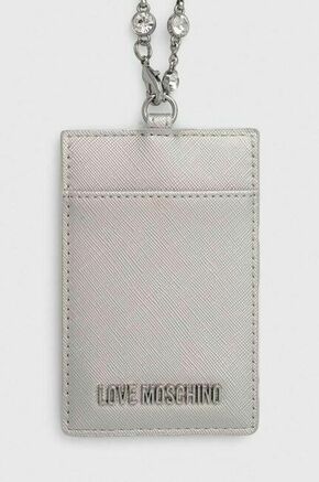 Etui za kartice Love Moschino srebrna barva - srebrna. Etui za kartice iz kolekcije Love Moschino. Model izdelan iz ekološkega usnja.