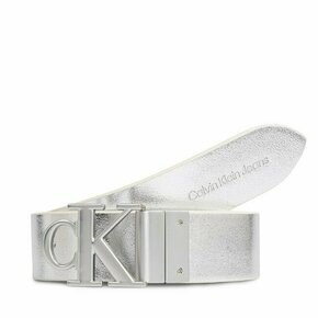 Ženski pas Calvin Klein Jeans Round Mono Pl Rev Lthr Belt 30Mm K60K611489 White/Silver Specchio 0K6