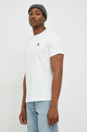 Bombažna kratka majica Converse bela barva - bela. Kratka majica iz kolekcije Converse. Model izdelan iz enobarvne pletenine.