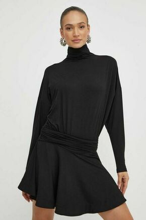 Obleka Pinko črna barva - črna. Obleka iz kolekcije Pinko. Model izdelan iz elastične pletenine. Material z visoko vsebnostjo viskoze je udoben