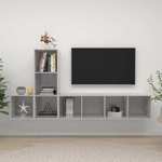 vidaXL Komplet TV omaric 3-delni betonsko siva iverna plošča