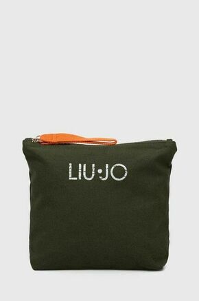Kozmetična torbica Liu Jo zelena barva - zelena. Toaletna torbica iz kolekcije Liu Jo. Model izdelan iz tekstilnega materiala.