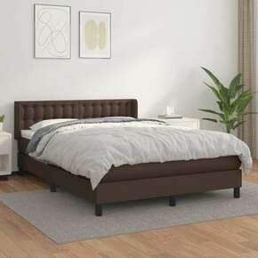 Greatstore Box spring postelja z vzmetnico rjav 140x200 cm umetno usnje